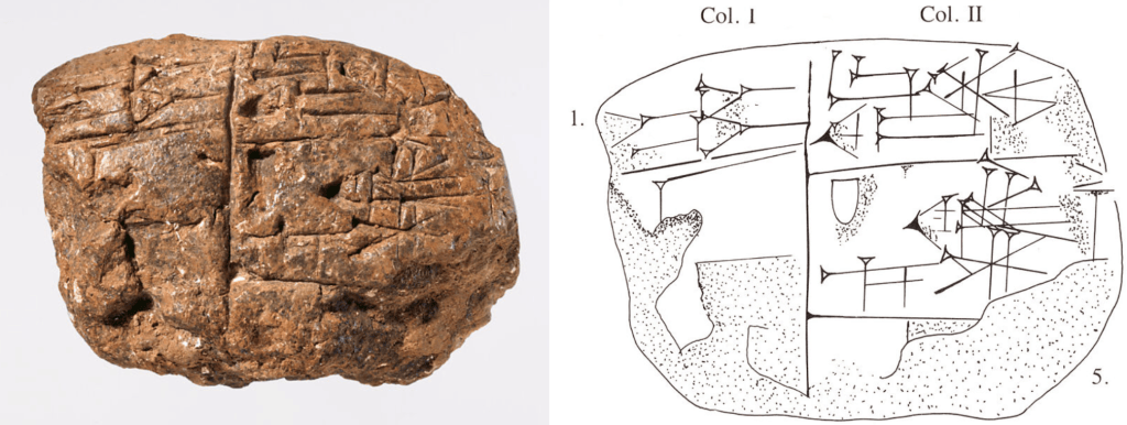 Sumerian cuneiform tablet from Nippur dating to about 2600–2350 BCE